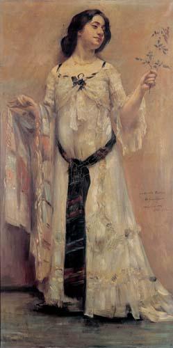 Lovis Corinth Portrait of Charlotte Berend-Corinth in a white dress oil painting image